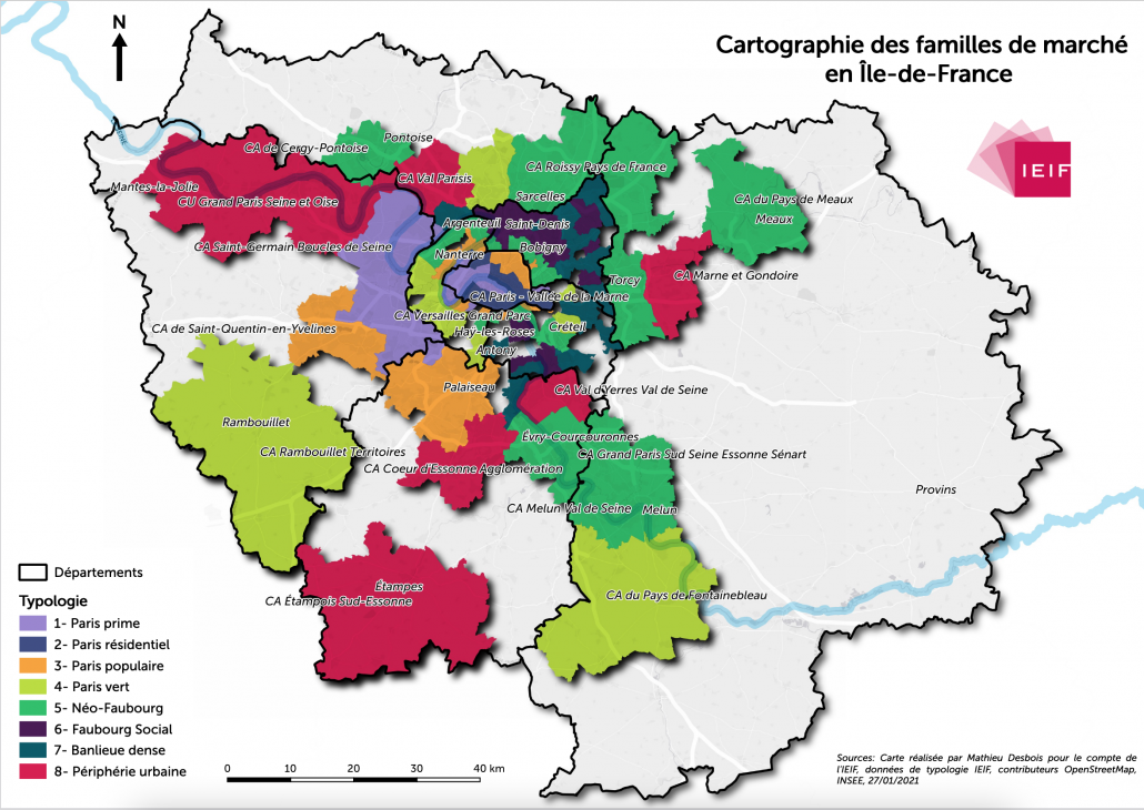 Cartographie des familles de marché en Île-de-France